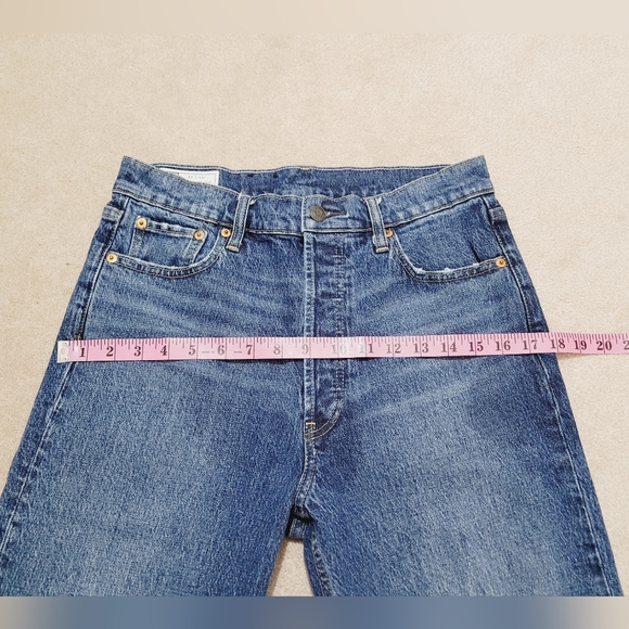 GAP Cheeky Straight High Rise Jeans Women’s 30 Tall Button Fly Cuffed Stretch - Picture 8 of 14